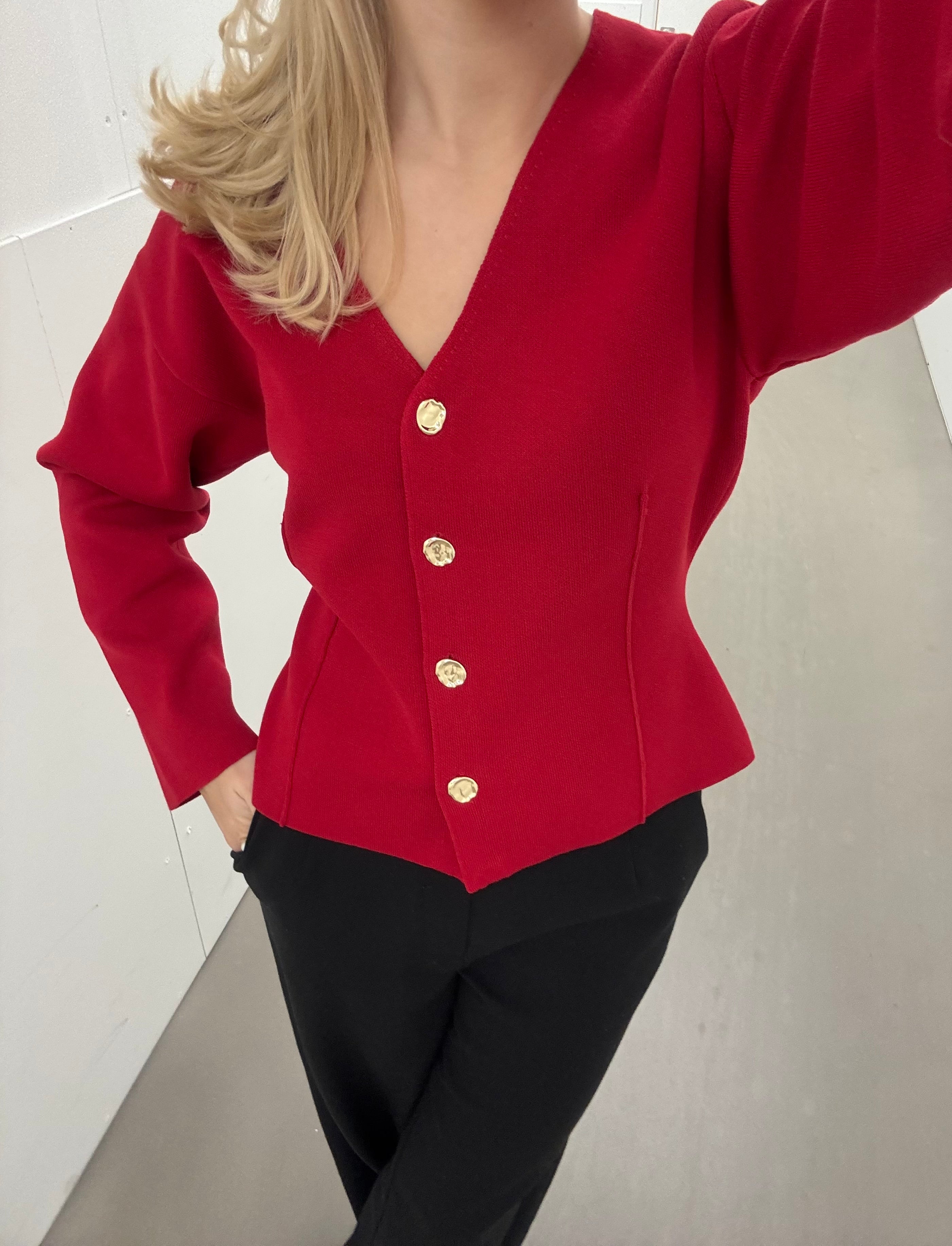 VISWAY Knit Cardigan - Jester Red